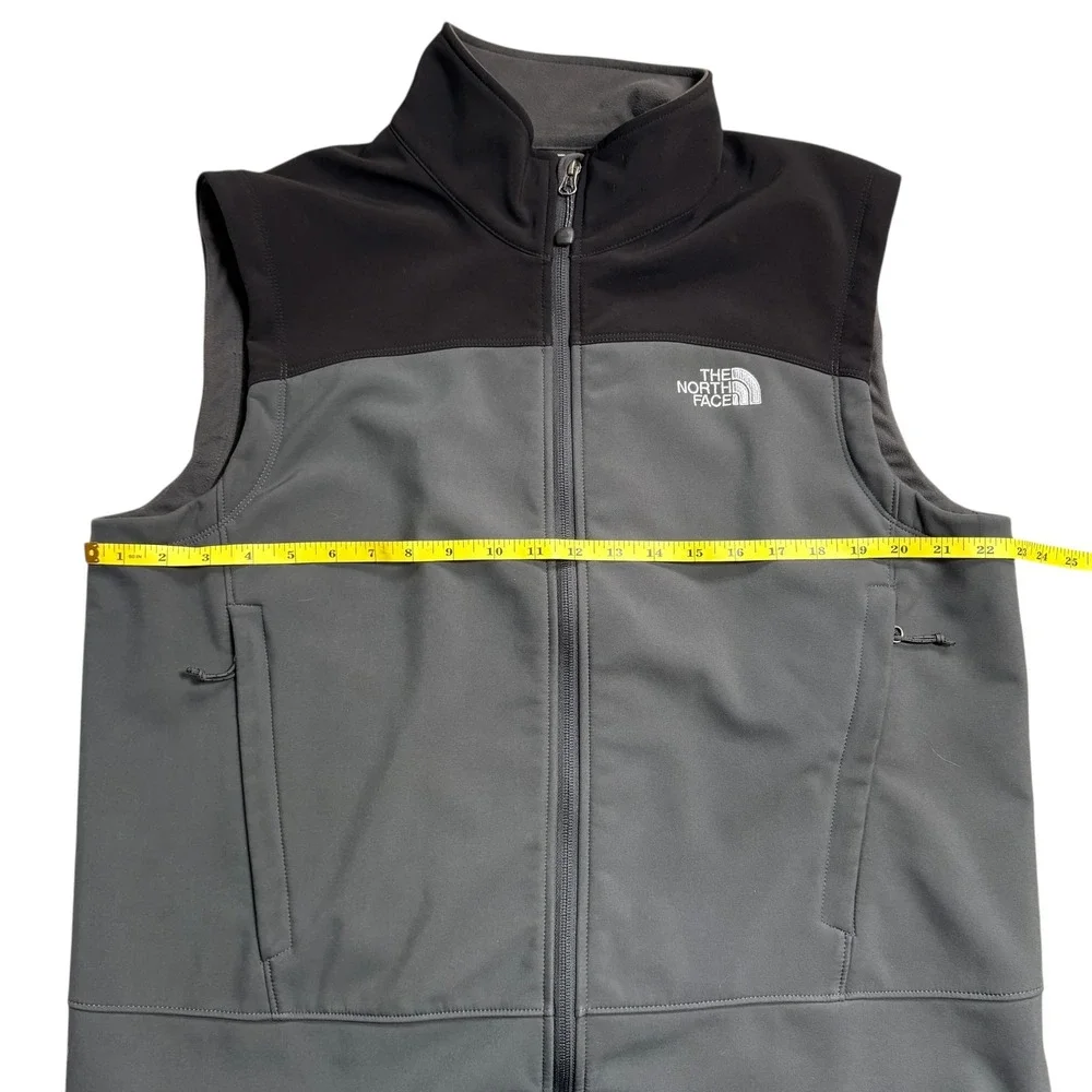 The North Face Apex Mens Soft shell Vest Gray‎ Black Full Zip Lined Outdoor L